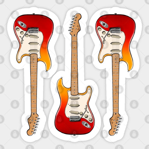 Triple Tequila Sunrise Stratocaster Sticker by saintchristopher